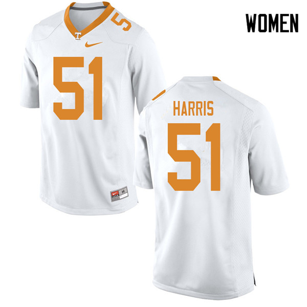 Women #51 Kingston Harris Tennessee Volunteers College Football Jerseys Sale-White